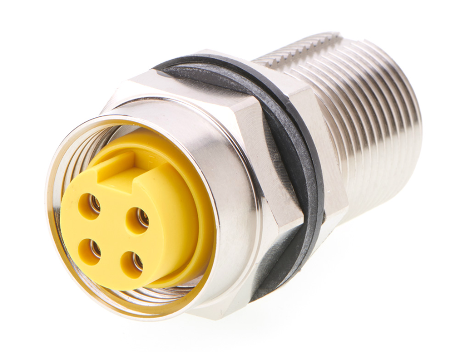 Mini-Change A-Size Bulkhead Feed-Through, 4 Poles, 7/8-16UN, Nickel Plated Brass, 0.049m (1.94") Length, 300V