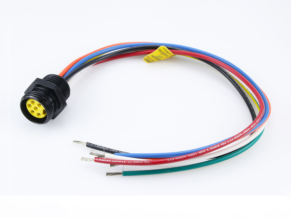 Mini-Change A-Size Receptacle, 6 Poles, 1/2" - 14 NPT Threads, Female (Straight) to 16 AWG Leads, 0.305m (1.0') Length