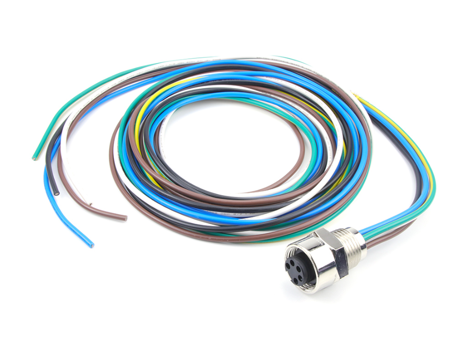 Mini-Change Receptacle, 5 Poles, 1/2" - 14 NPT Threads, Female (Straight) to 16 AWG Leads, 2.0m (6.56') Length