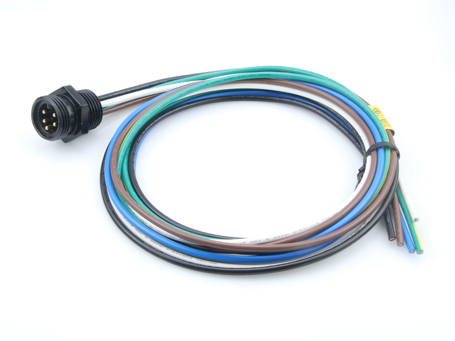 Mini-Change Receptacle, 5 Poles, 1/2" - 14 NPT Threads, Male (Straight) to 16 AWG Leads, 1.0m (3.28') Length