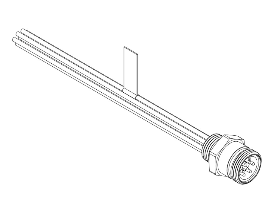 Mini-Change B-Size Receptacle, 7 Poles, 1/2" - 14 NPT Threads, Male (Straight) to 16 AWG Leads, 0.305m (1.0') Length
