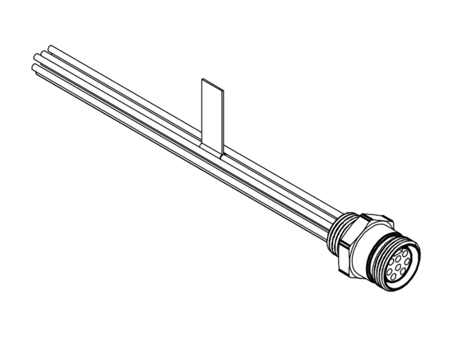 Mini-Change B-Size Receptacle, 8 Poles, 1/2" - 14 NPT Threads, Female (Straight) to 16 AWG Leads, 1.83m (6.0') Length