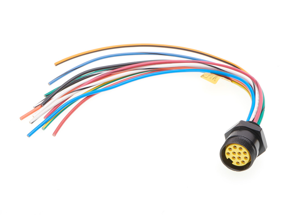 Mini-Change C-Size Receptacle, 12 Poles, 1/2" - 14 NPT Threads, Female (Straight) to 16 AWG Leads, 0.305m (1.0') Length