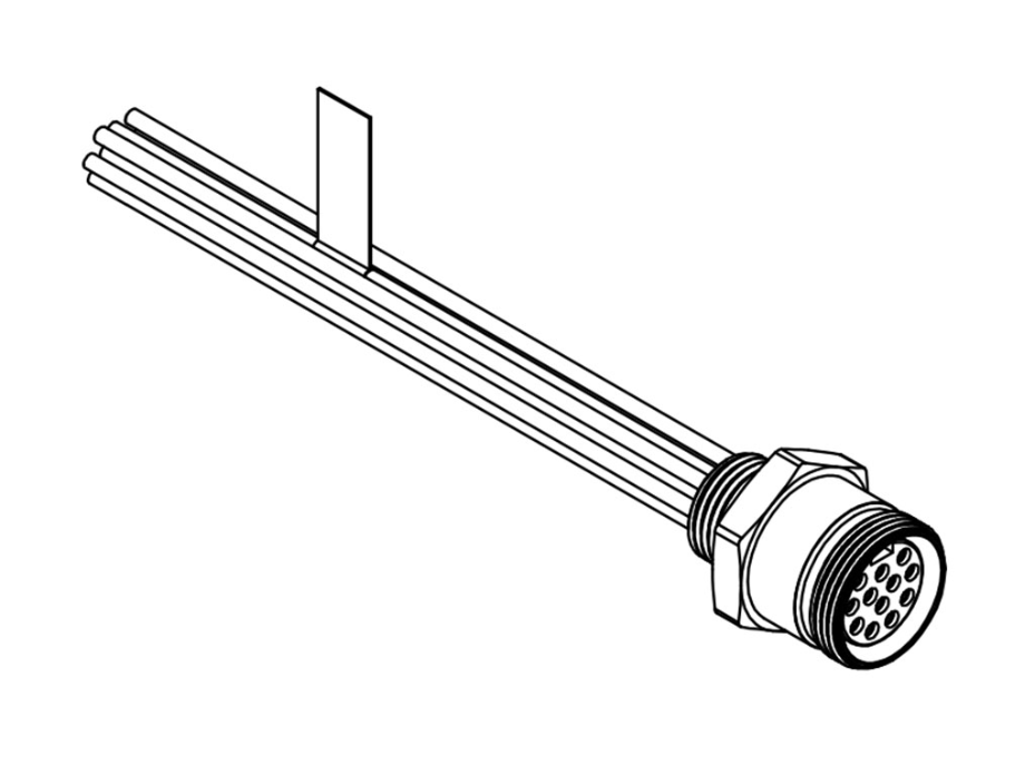 Mini-Change C-Size Receptacle, 12 Poles, 1/2" - 14 NPT Threads, Female (Straight) to 16 AWG Leads, 1.0m (3.28') Length