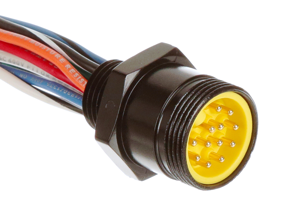 Mini-Change C-Size Receptacle, 12 Poles, 1/2" - 14 NPT Threads, Male (Straight) to 16 AWG Leads, 1.83m (6.0') Length