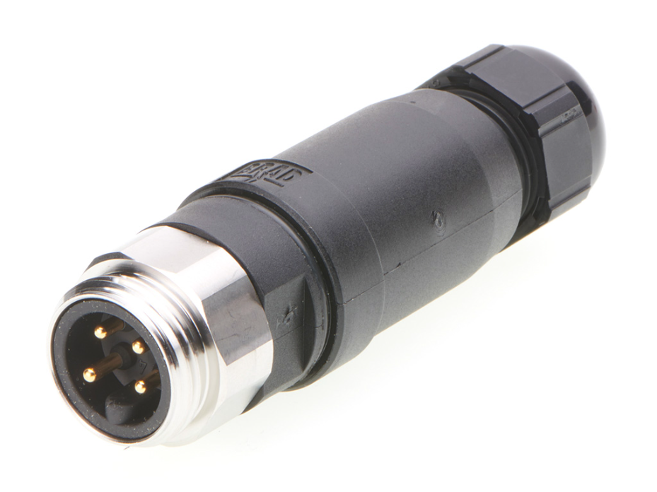 Mini-Change Field Attachable, Male Connector, 4 Pole, Cable Range: 5.08-11.43mm Outside Diameter with External Threads, Stainless Steel