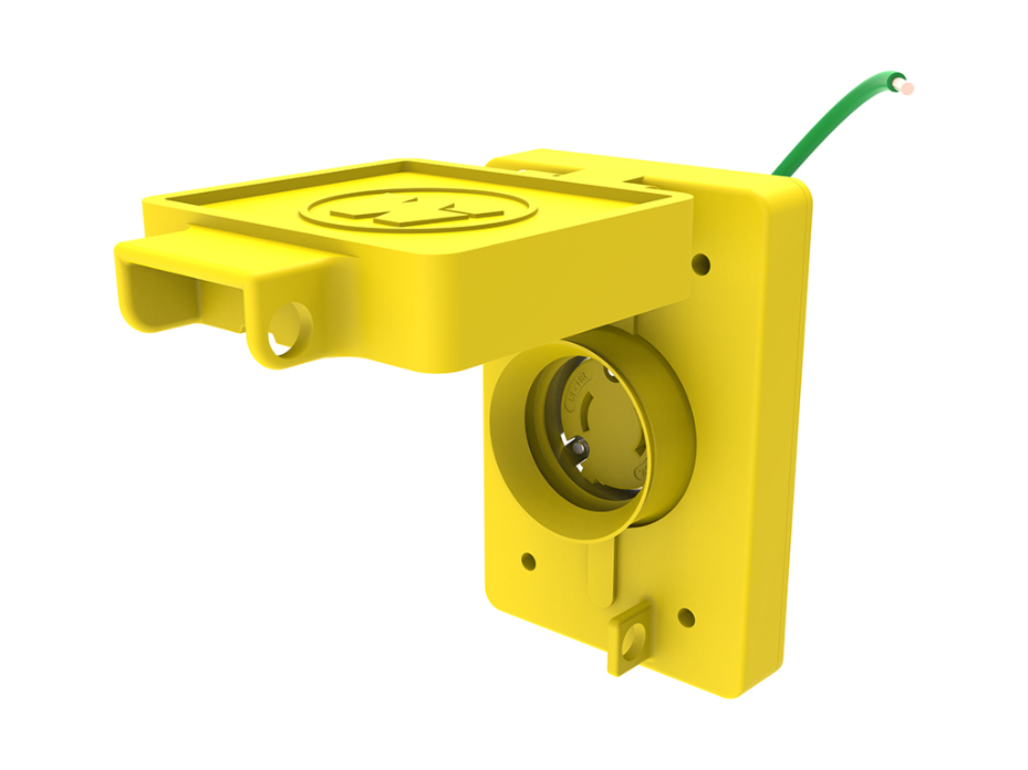 Watertite Extreme Receptacle with Single Flip Coverplate with Locking Blade, 2 Pole/2 Wire, NEMA L1-15, 125V