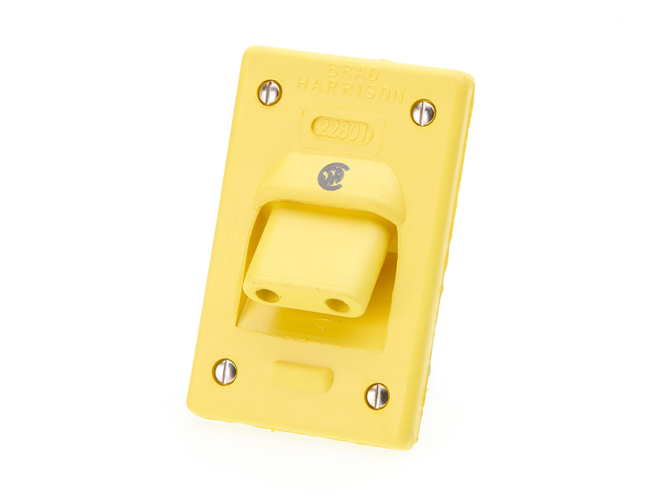 Die Block 2 Pole Angle Receptacle, Yellow