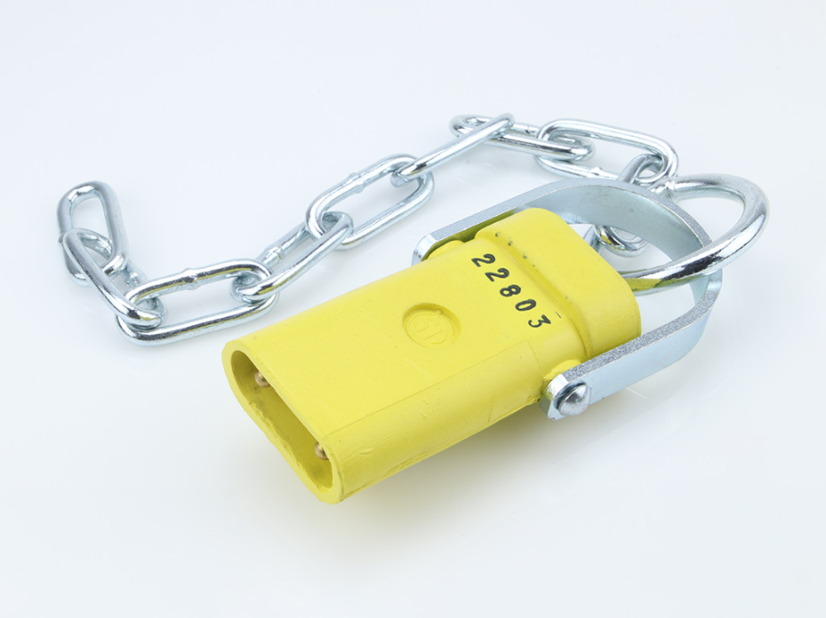 Die Block 2 Pole Shorting Plug with 0.610m (2.0') Chain, Yellow
