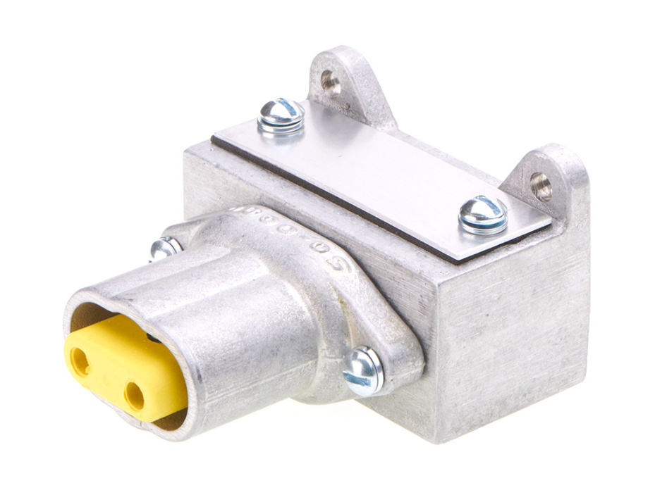 Die Block 2 Pole Cast Receptacle, Yellow