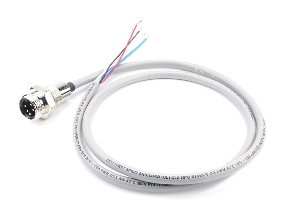 DeviceNet Mini-Change Receptacle, 5 Poles, Male (Straight) with DeviceNet Thin Trunk Cable, 1/2 - 14 NPT Threads, 4.0m (13.12') Length