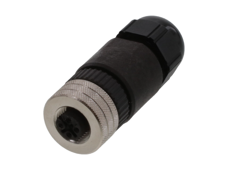 Micro-Change (M12) Drop Connector, Threaded, Single Keyway, Straight Female, 5 Poles