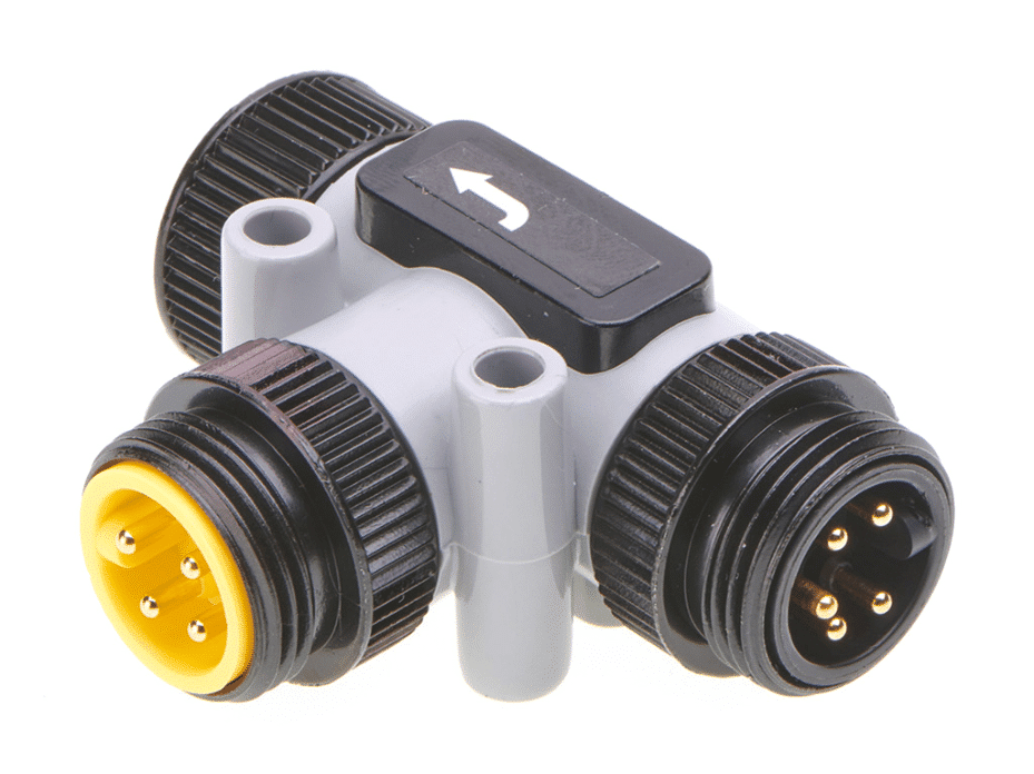 DeviceNet Trunk Mini-Change Segmented Power Tee, 5 Pole, Male/Female with Female Drop