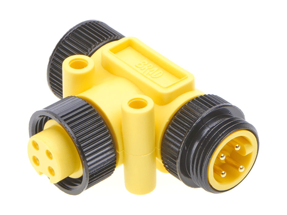 DeviceNet Mini-Change Tee, 4 Poles, Female/Male with Female Drop