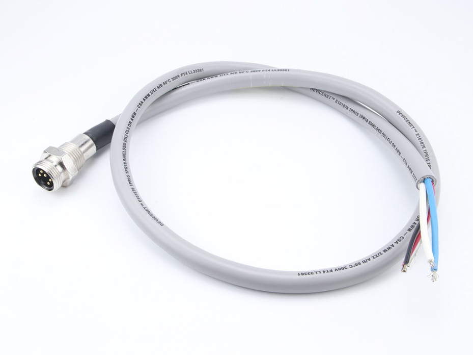 DeviceNet Mini-Change Receptacle, 5 Poles, Male (Straight) with DeviceNet Thick Trunk Cable, 1/2" - 14 NPT, 1.0m (3.28') Length