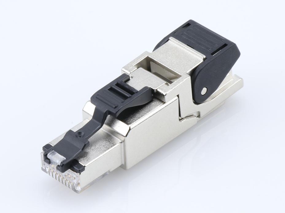 Brad RJ-45 Field Attachable Connector, 8 Poles, X-Coded, Straight, Male, Shielded, IDC Termination, AWG 24-22