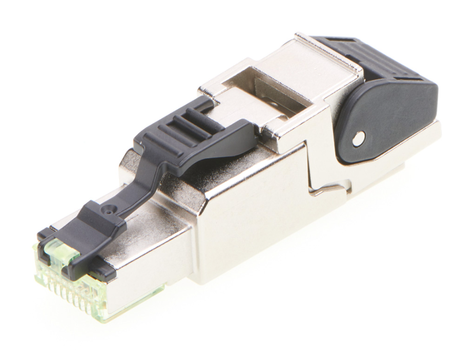 Brad RJ-45 Field Attachable Connector, 8 Poles, X-Coded, Straight, Male, Shielded, IDC Termination, AWG 26-24