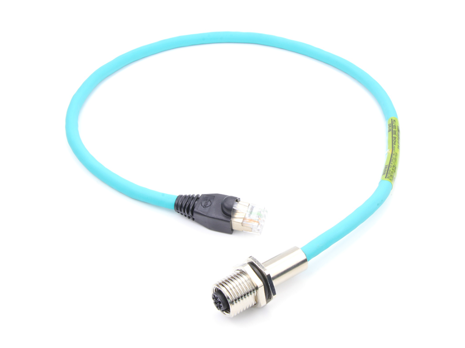 Micro-Change (M12) D-Coded to RJ-45 Adapter, Straight to Straight, 4-Pole Female to RJ45 Male, 3.0m (9.84') Length