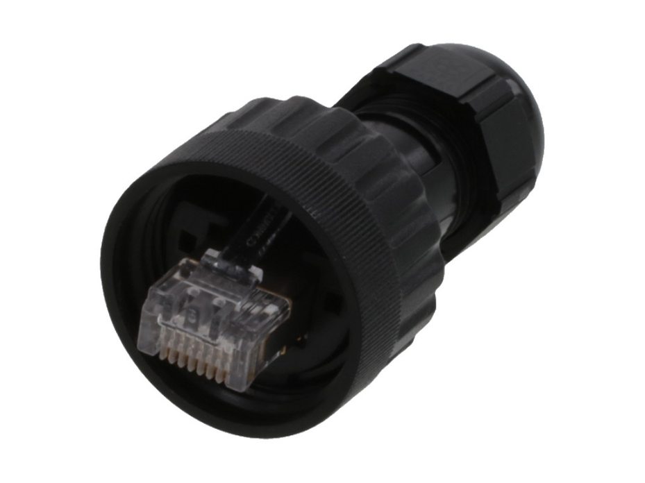 Brad RJ-Lnxx, Threaded, RJ-45 Ethernet Field-Attachable Connector for Solid Core Cable
