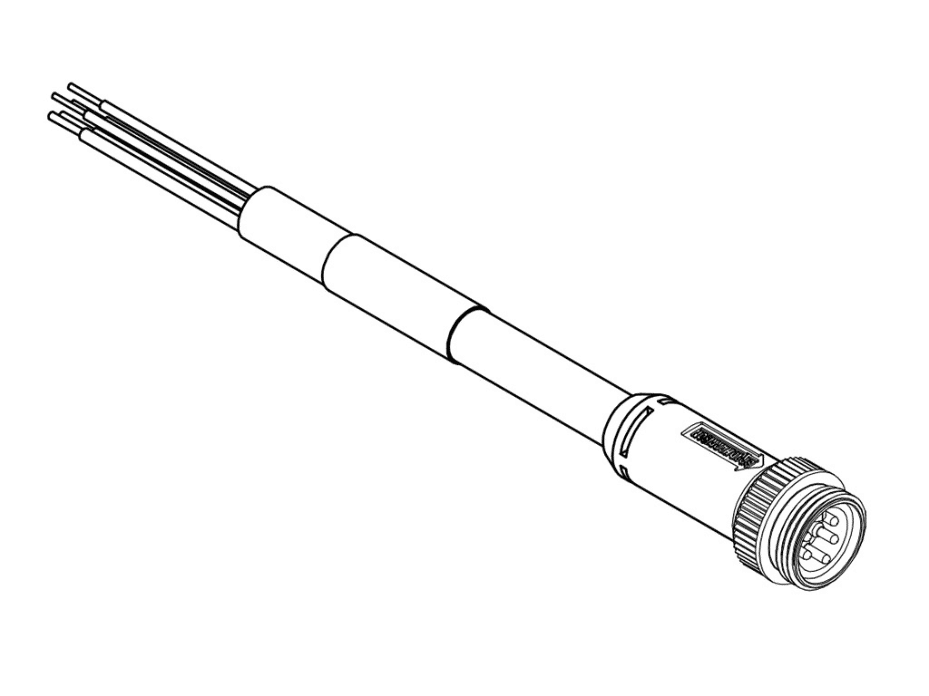BradPower A-Size (7/8"–M22) Single-Ended Cordset, 4 Poles, Male (Straight) to Pigtail, 14 AWG, Gray PVC Cable, 5.0m (16.40') Length