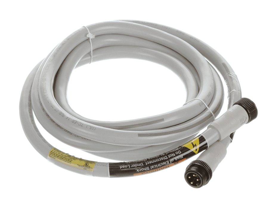 BradPower A-Size (7/8”–M22) Double-Ended Cordset, 4 Poles, Male (Straight) to Female (Straight), 14 AWG, Gray PVC Cable, 2.0m (6.56') Length