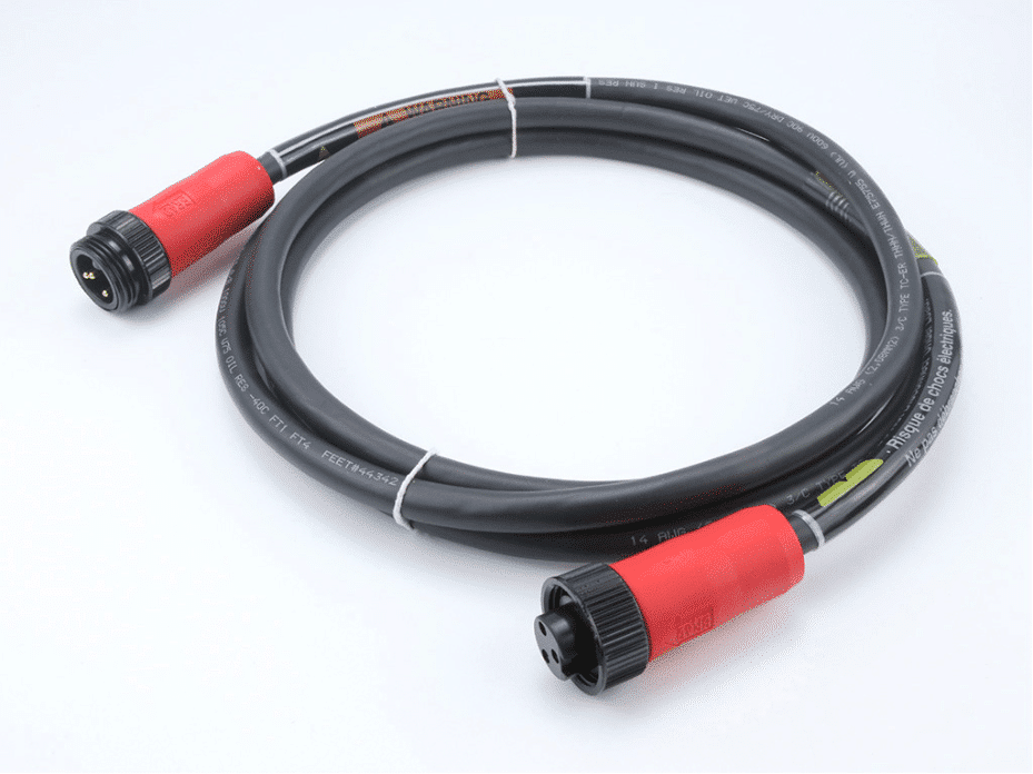 BradPower A-Size (7/8”–M22) Double-Ended Cordset, 3 Poles, Male (Straight) to Female (Straight), 14 AWG, Black TPE Cable, 5.0m (16.40') Length