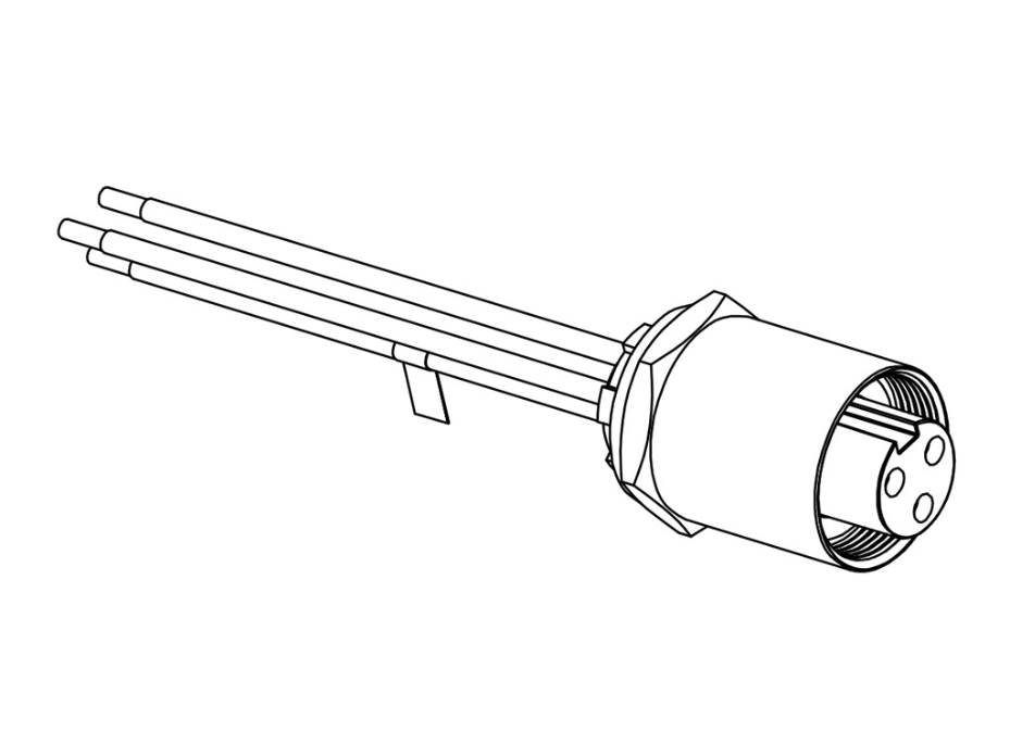 BradPower D-Size (1 3/8”–M35) Receptacle, 3 Poles, Female, 1/2" - 14 NPT, 10 AWG, 0.5m (19.7") Length