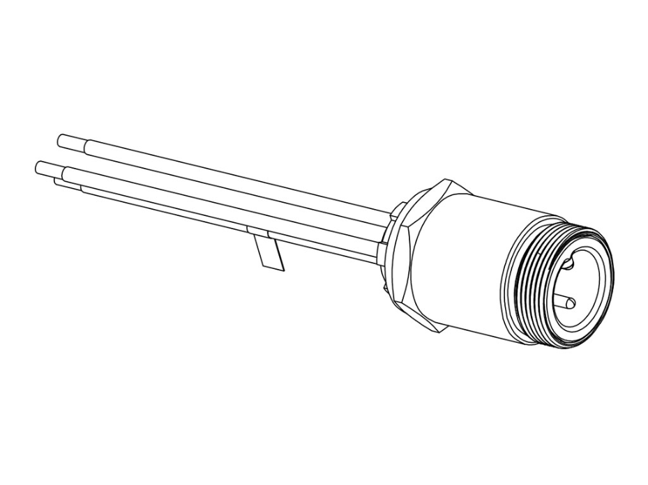 BradPower D-Size (1 3/8”–M35) Receptacle, 1/2" - 14 NPT, 4 Poles, Male (Straight) to 10 AWG Leads, 2.0m (6.56') Length