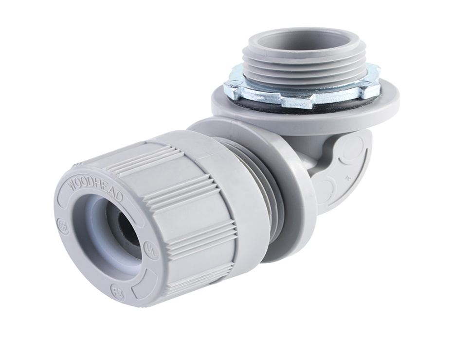 MAX-LOC Strain Relief Cord-Sealing Grip, 3/4" NPT, 90° Angle Male with O-Ring, Cable Diameter 6.35-9.53mm (.250-.375")