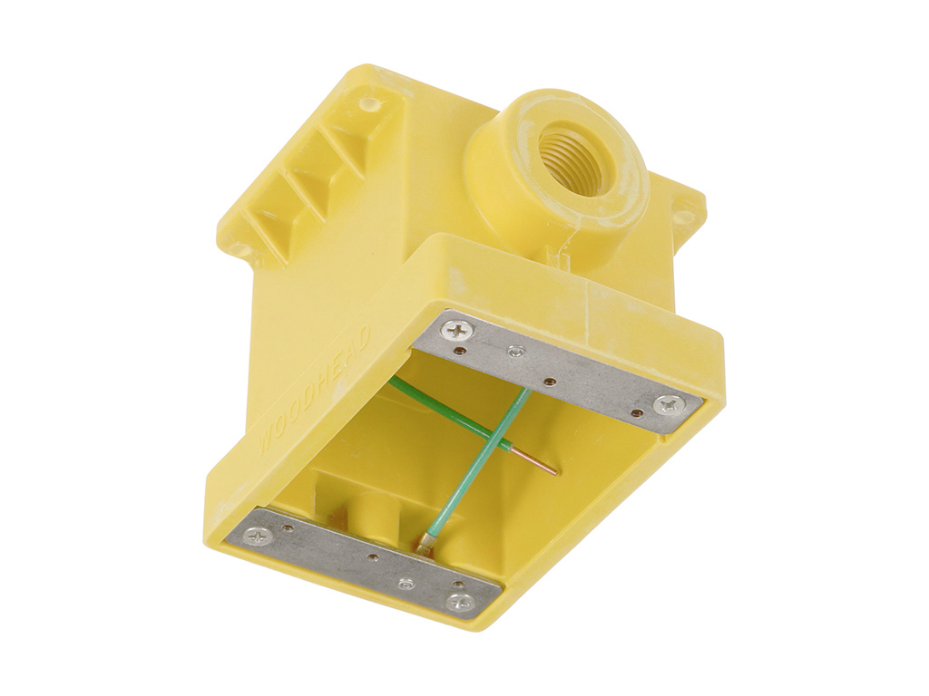 Woodhead FD Yellow Glass-Filled Polyester Box, Corrosion -resistant (2) 12.70mm (.500") Threaded Knock-out Openings