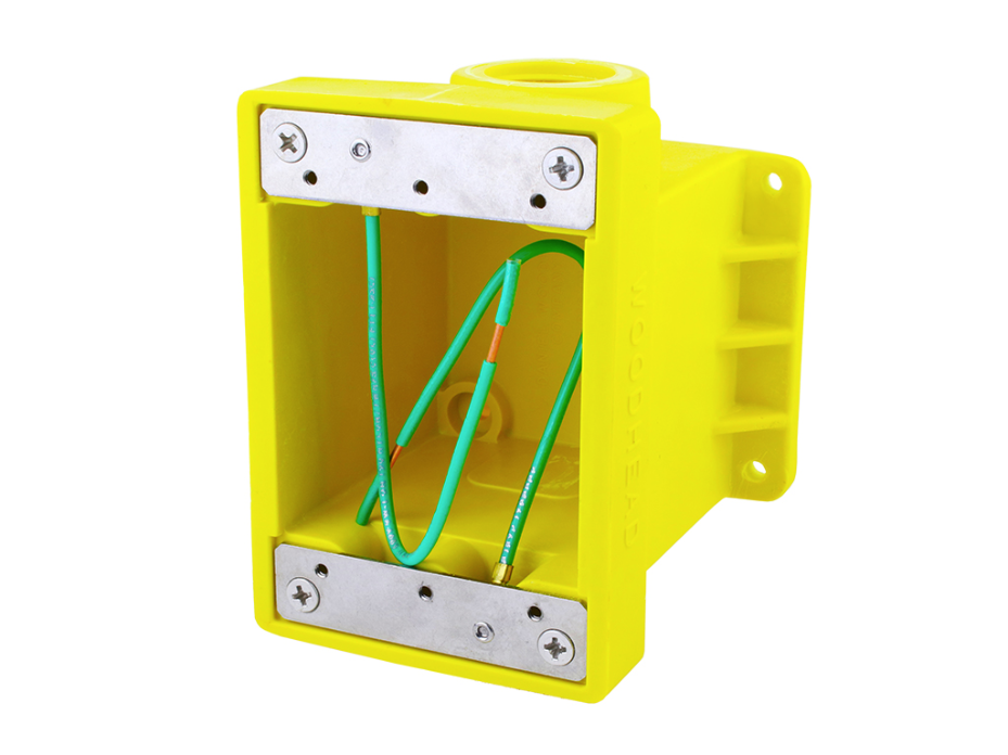 Woodhead FD Yellow Glass-Filled Polyester Box, Corrosion -resistant (2) 19.05mm (.750") Threaded Knock-out Openings