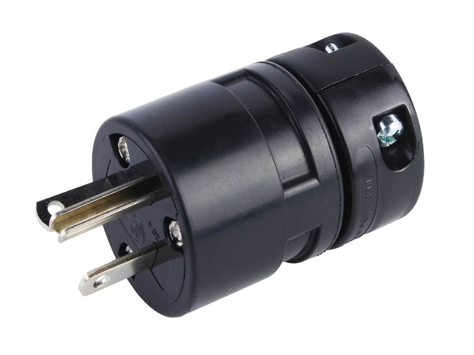 Super-Safeway Plug, 2 Pole/3 Wire, NEMA 5-20, 125V, Black