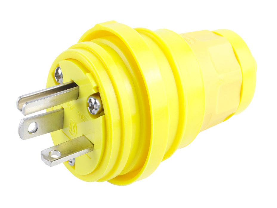 Watertite Extreme Plug, 2 Pole/3 Wire, NEMA 6-20, 250V, Cord Grip Body Size F2, Silicone Husk