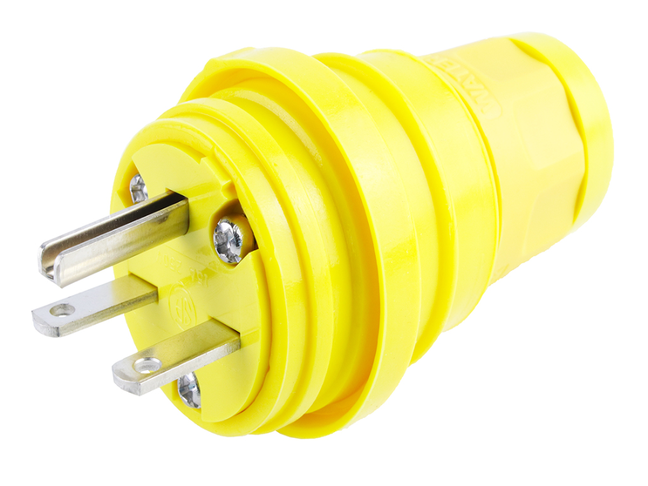 Watertite Extreme Plug, 2 Pole/3 Wire, NEMA 6-15, 250V, Cord Grip Body Size F2, Silicone Husk