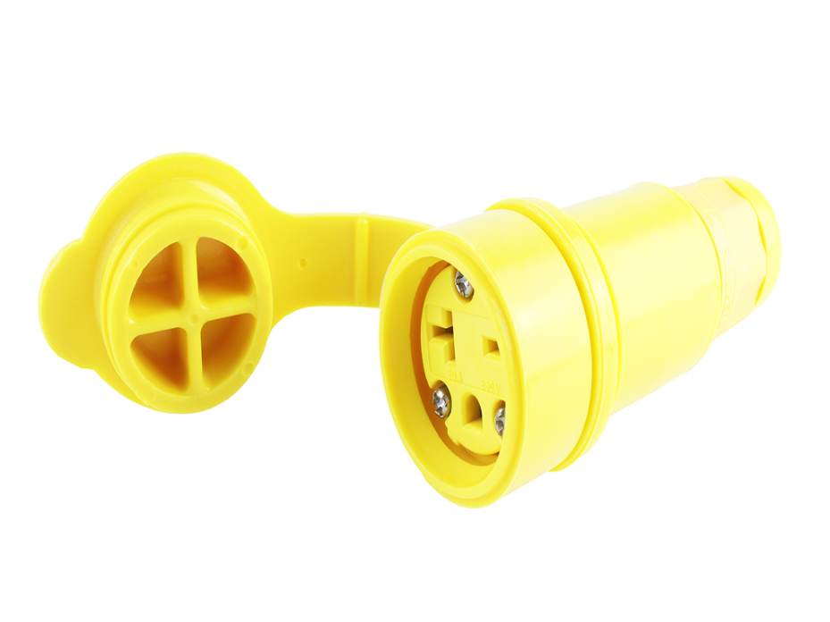 Watertite Extreme Connector, 2 Pole/3 Wire, NEMA 6-20, 250V, Cord Grip Body Size F2, Silicone Husk