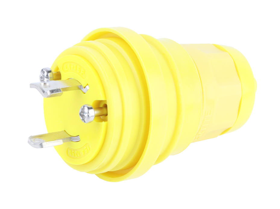 Watertite Extreme Plug, Locking Blade, 2 Pole/2 Wire, NEMA L1-15, 125V, Cord Grip Body Size F2, Silicone Husk