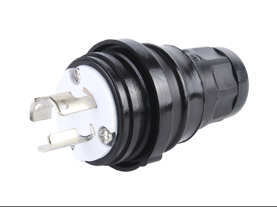 Watertite Extreme Plug with Locking Blade, 2 Pole/3 Wire, NEMA L7-15, 277V, Cord Grip Body Size F2, Black, Silicone Husk