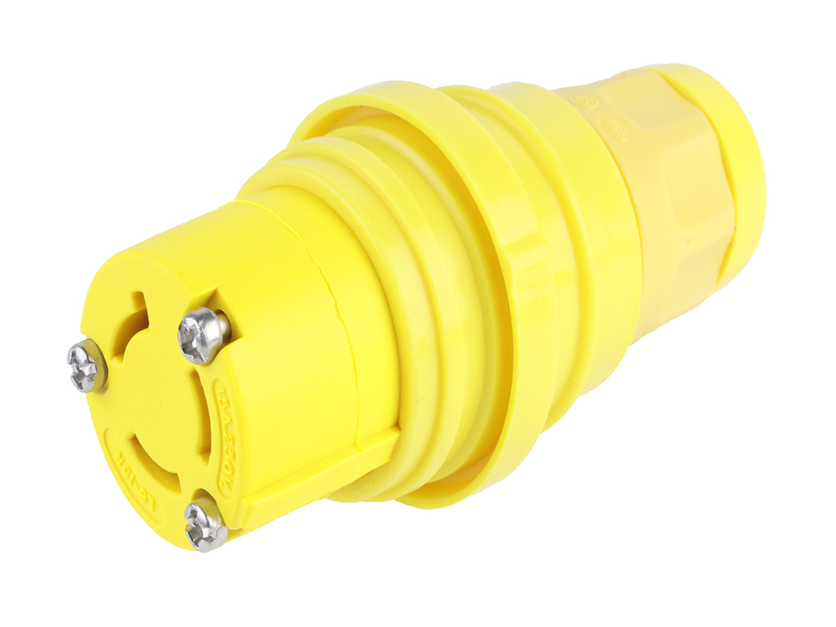 Watertite Extreme Connector for Male Receptacle, with Locking Blade, 2 Pole/3 Wire, NEMA L6-15, 250V, F2, Silicone Husk