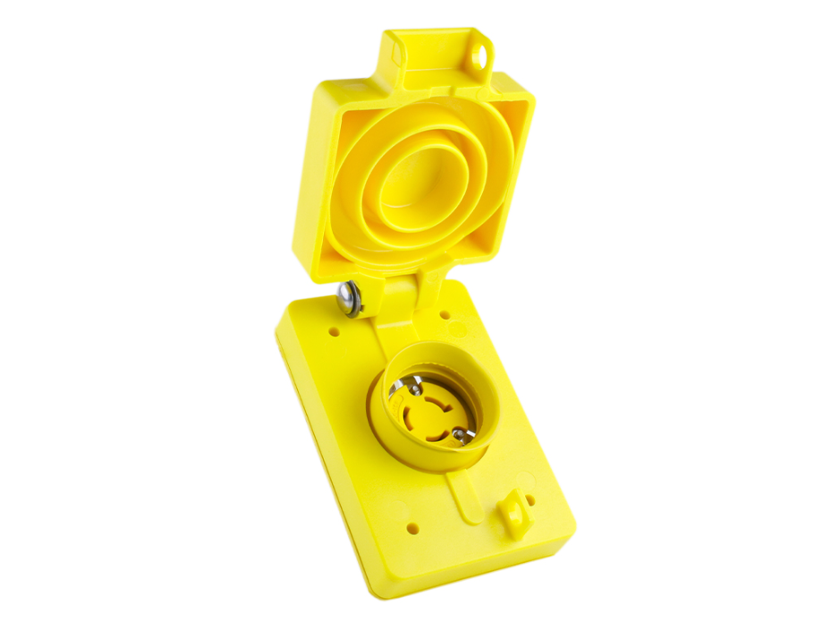 Watertite Extreme Receptacle with Single Flip Coverplate with Locking Blade, 2 Pole/3 Wire, NEMA L6-15, 250V