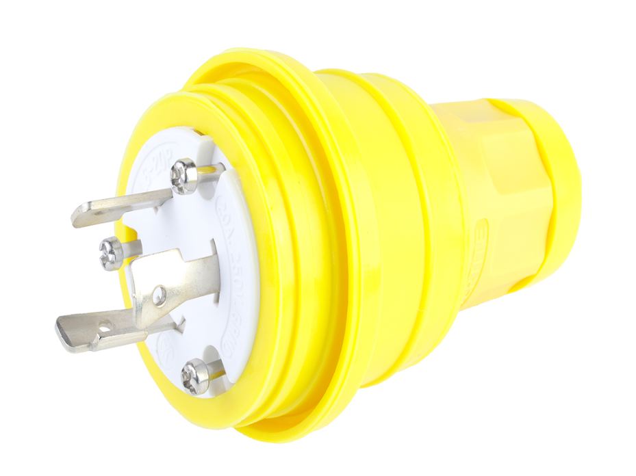 Watertite Extreme Plug with Locking Blade, 2 Pole/3 Wire, NEMA L6-20, 250V, Cord Grip Body Size F3
