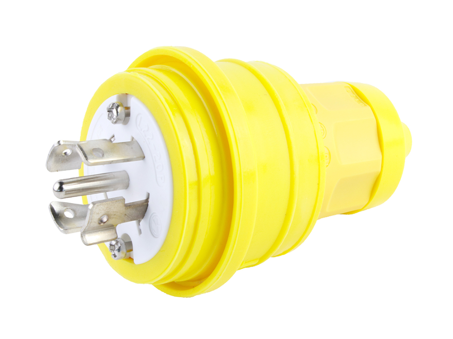 Watertite Extreme Plug with Locking Blade, 4 Pole/5 Wire, NEMA L22-20, 3ø 480V, Cord Grip Body Size F3