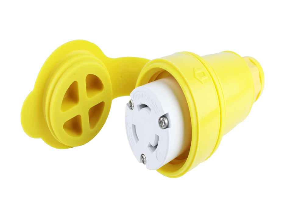 Watertite Extreme Locking Blade Connector, 2 Pole/3 Wire, NEMA L5-20, 125V, Cord Grip Body Size F3