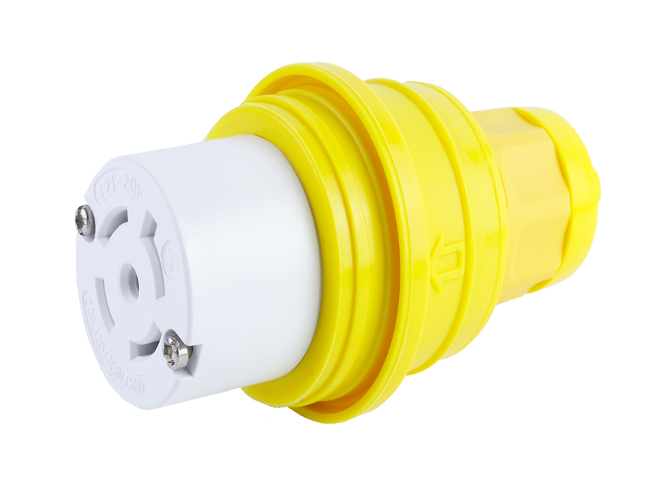 Watertite Extreme Connector for Male Receptacle with Locking Blade, Single Flip Coverplate, 4 Pole/5 Wire, NEMA L21-20 3ø 208V, F3