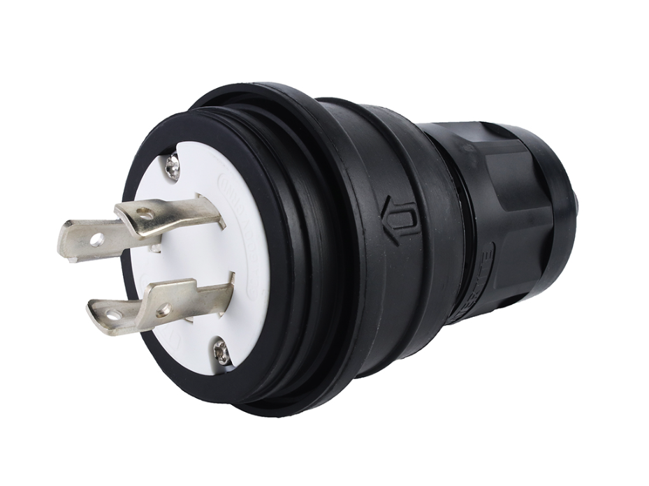 Watertite Extreme Extra Hard Outdoor Plug with Locking Blade, 3 Pole/4 Wire, NEMA L17-30, 3ø 600V, Cord Grip Body Size F4, Black