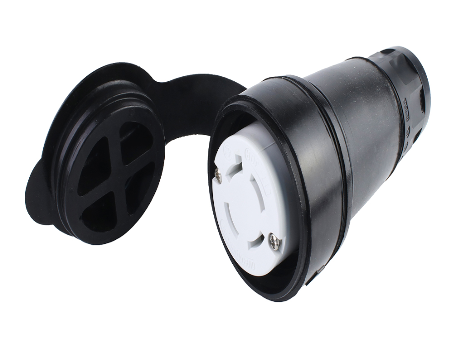 Watertite Extreme Extra Hard Outdoor Connector with Locking Blade, 3 Pole/4 Wire, NEMA L17-30, 3ø 600V, Cord Grip Body Size F4, Black