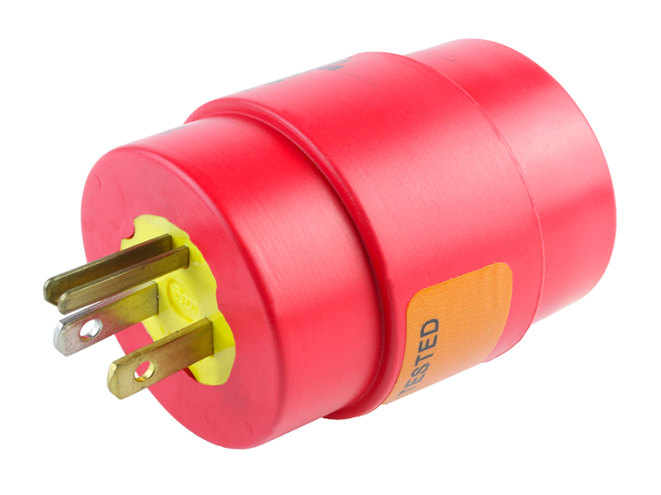 Super-Safeway Adapter Non-NEMA Receptacle - Female End, 20A/250V, NEMA 5-15 Plug - Male End, 20A/250V