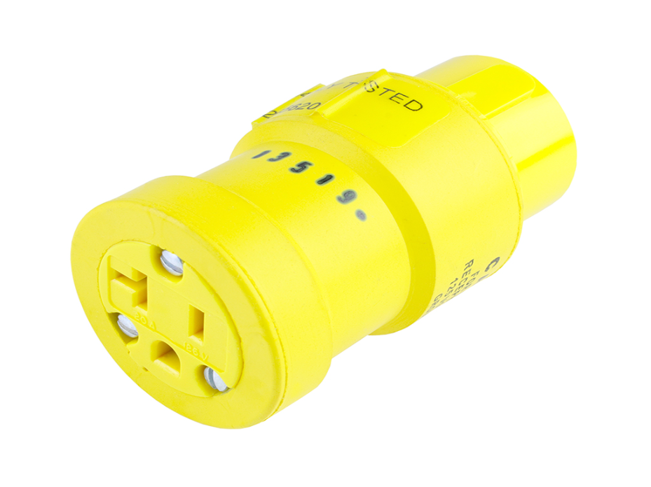 Super-Safeway Adapter NEMA 5-20 Receptacle - Female End 20A/125V, P&S Pins Plug - Male End, 20A/125V