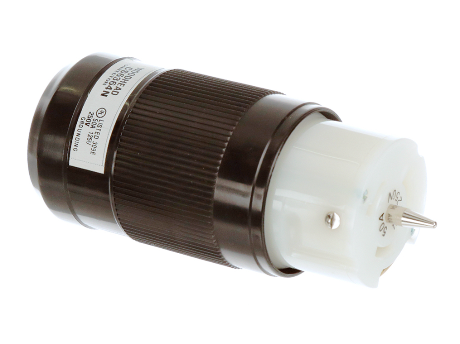 Safeway Connector with California Style Locking Blade, 3 Pole/4 Wire, Non-NEMA, 125/250V