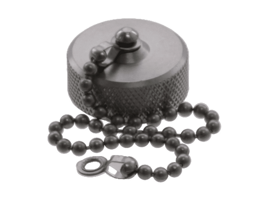 Mini-Change 7/8"-16 UN-2A Internal Thread Closure Cap, Stainless Steel, with Loop