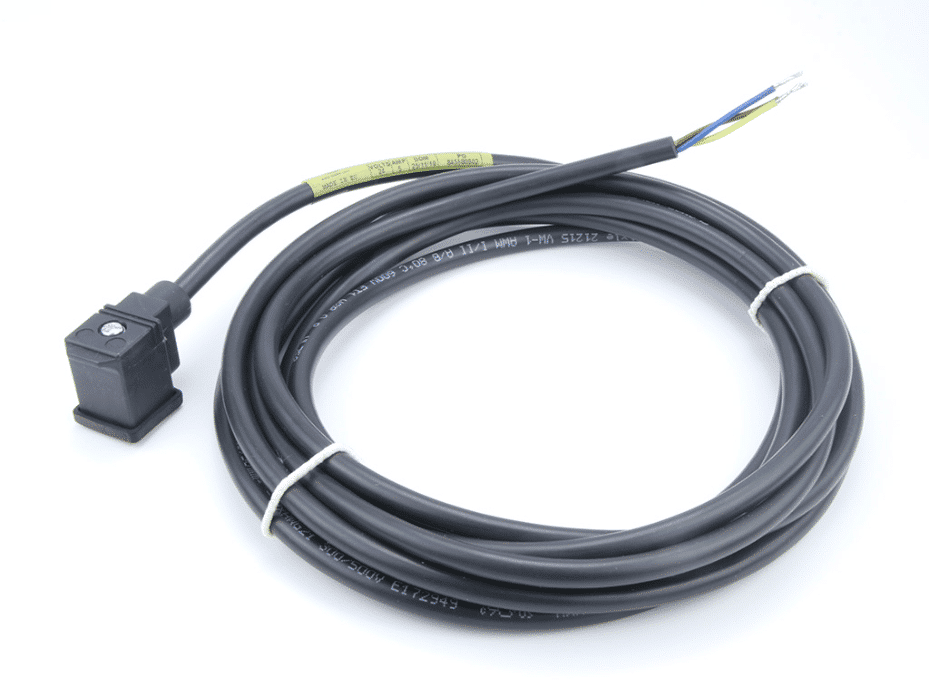 Brad mPm DIN Form C-8mm 2 Pole Plus Double Ground H6/H12 to Pigtail, Nitrile Profile Gasket and Screw, 0.50mm² Black WSOR UL Cable, 3.0m (9.84') Length, 250V